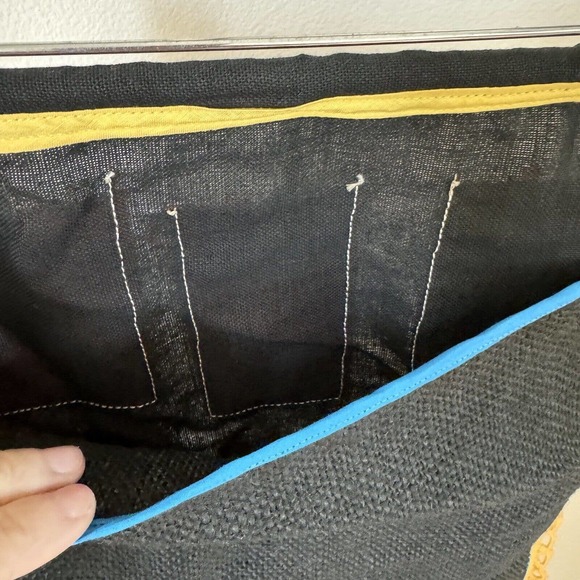 Vintage Handmade Felt Patchwork Sewing Pocket Wall Organizer Tatting Floral - Picture 9 of 12